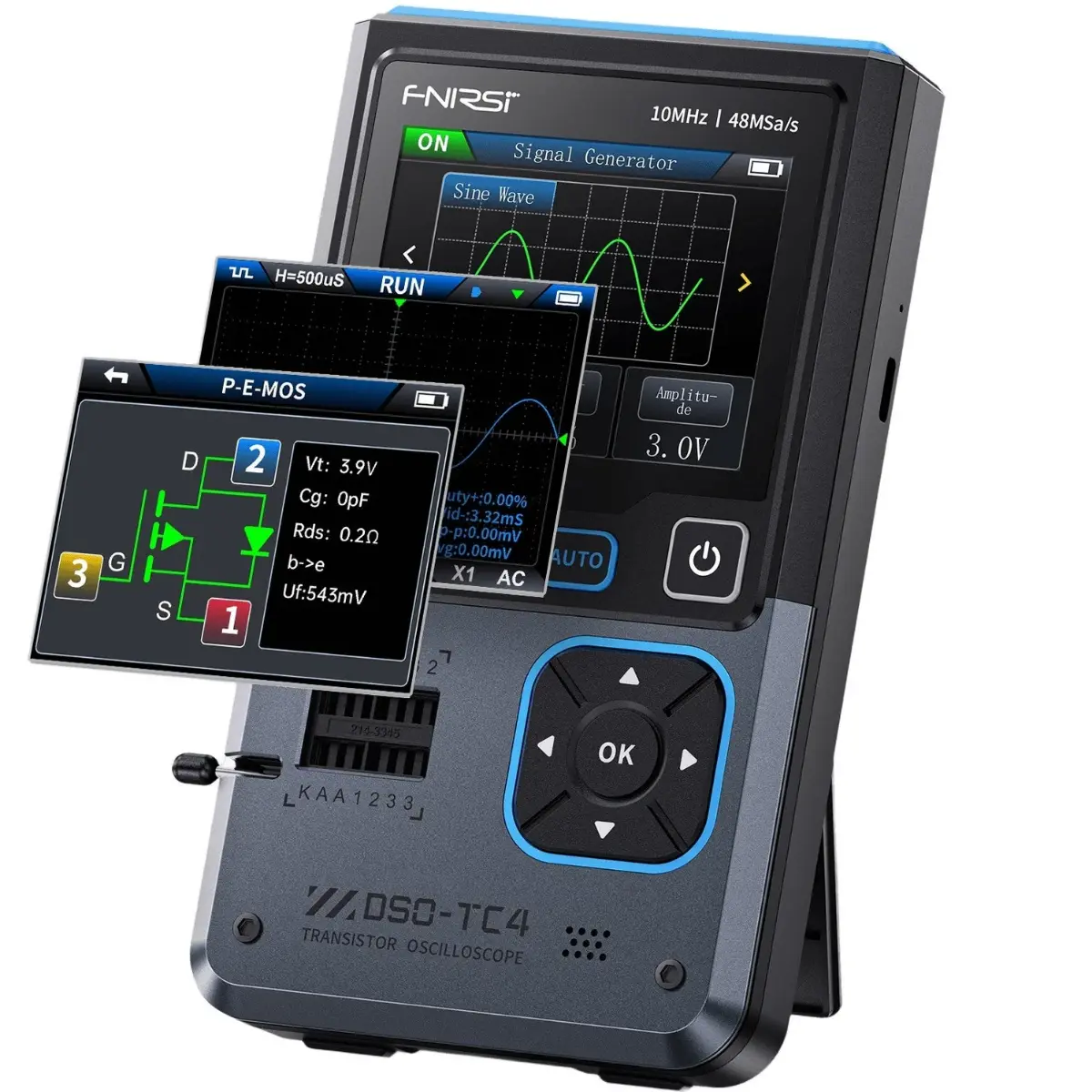 FNIRSI DSO-TC4 3-in-1 Dijital Osiloskop + Transistör Test Cihazı + Sinyal Jeneratörü