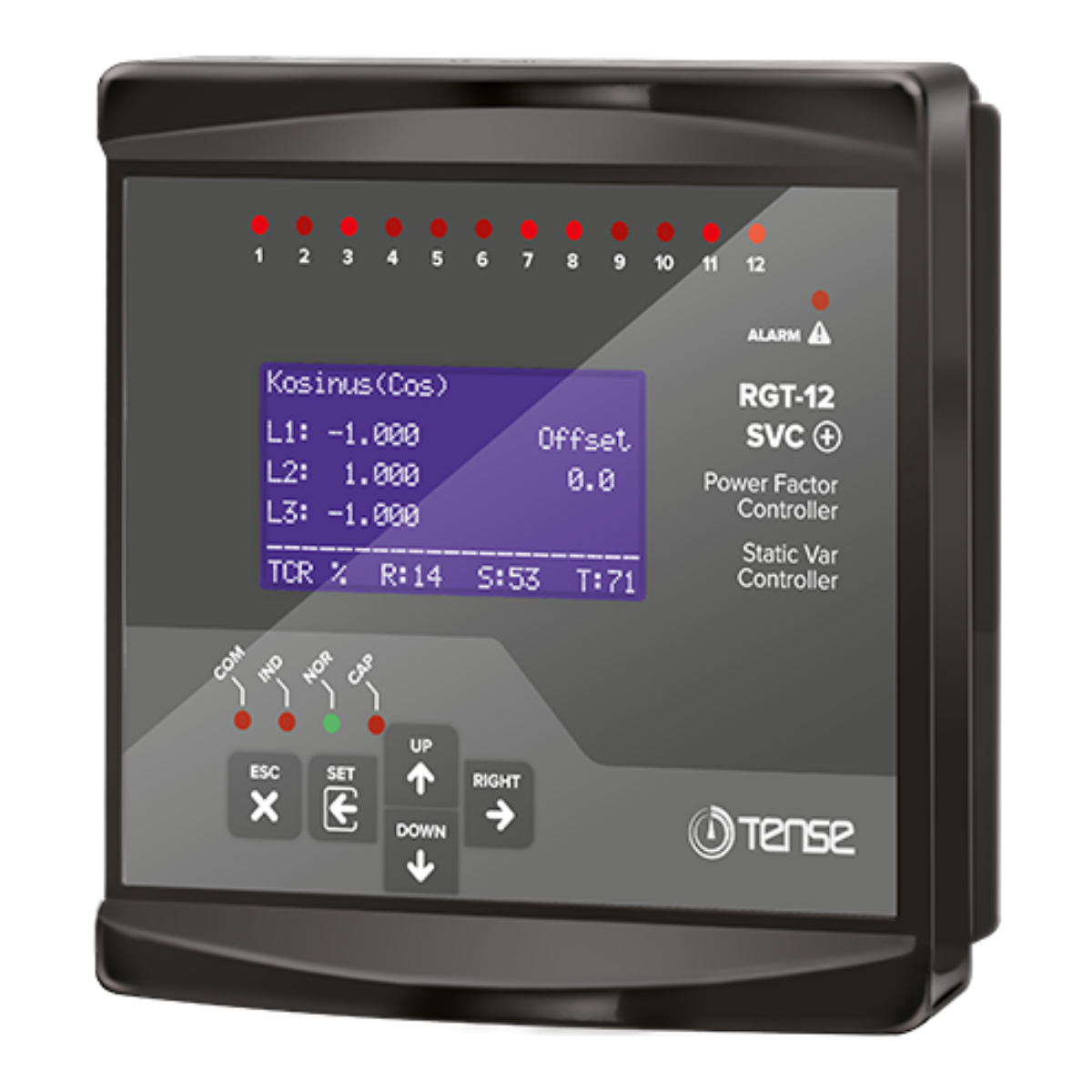 TENSE RGT-12SVC Reaktif Güç Kontrol Rölesi | 12 Kademe, SVC Uyumlu, RS485 Modbus