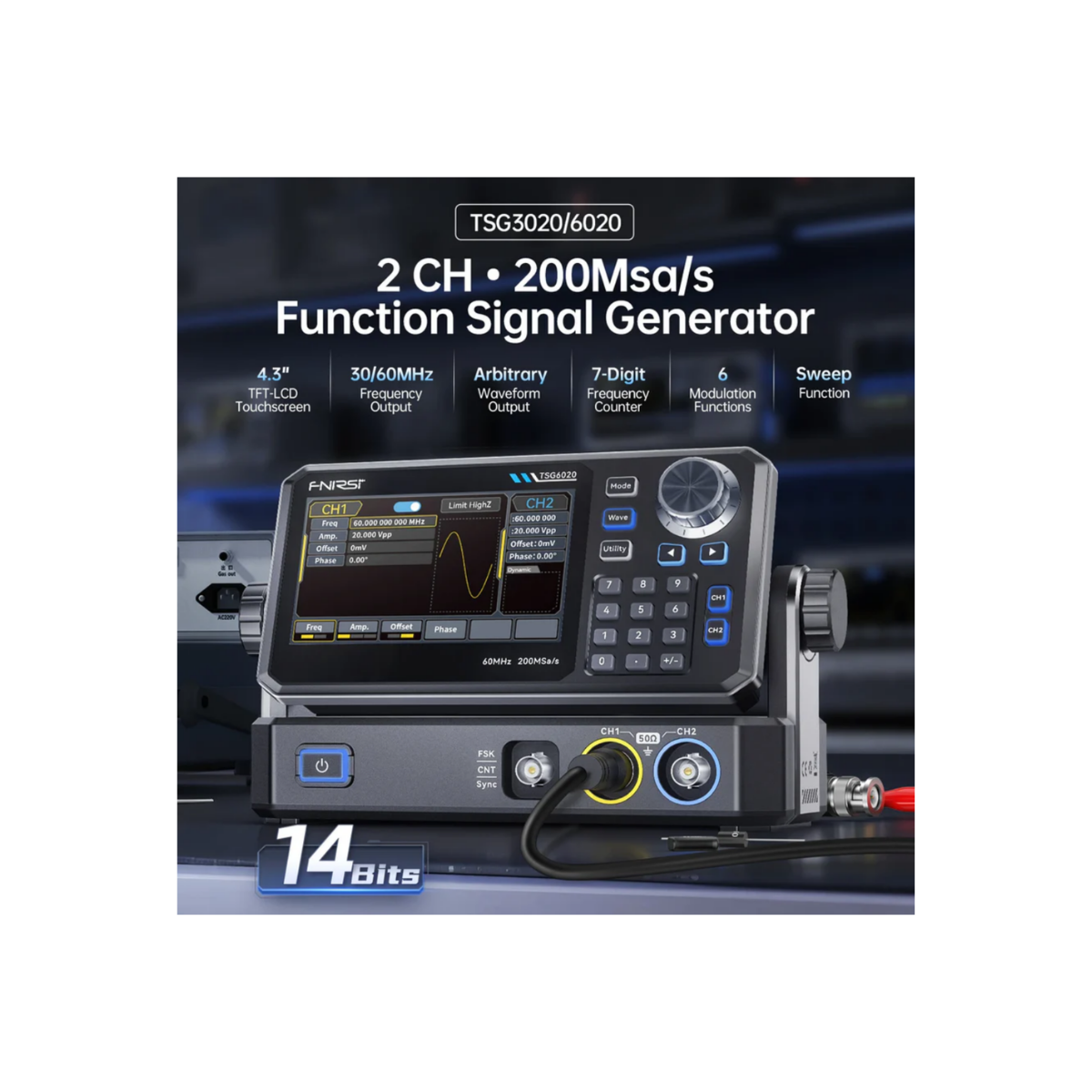 FNIRSI TSG6020 Sinyal Jeneratörü 60MHz Çift Kanal
