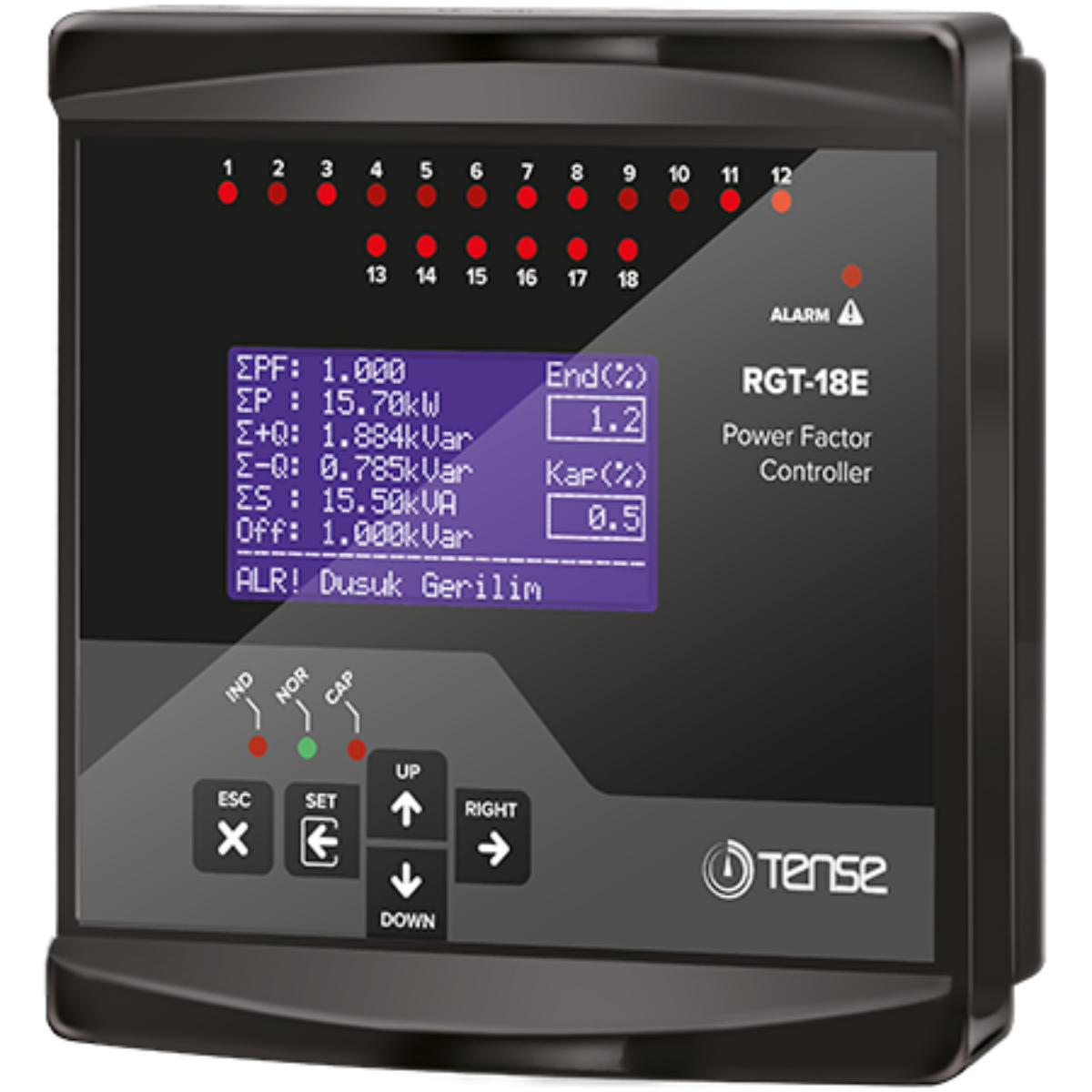 TENSE RGT-18E Trifaze Reaktif Güç Kontrol Rölesi 18 Kademe LCD