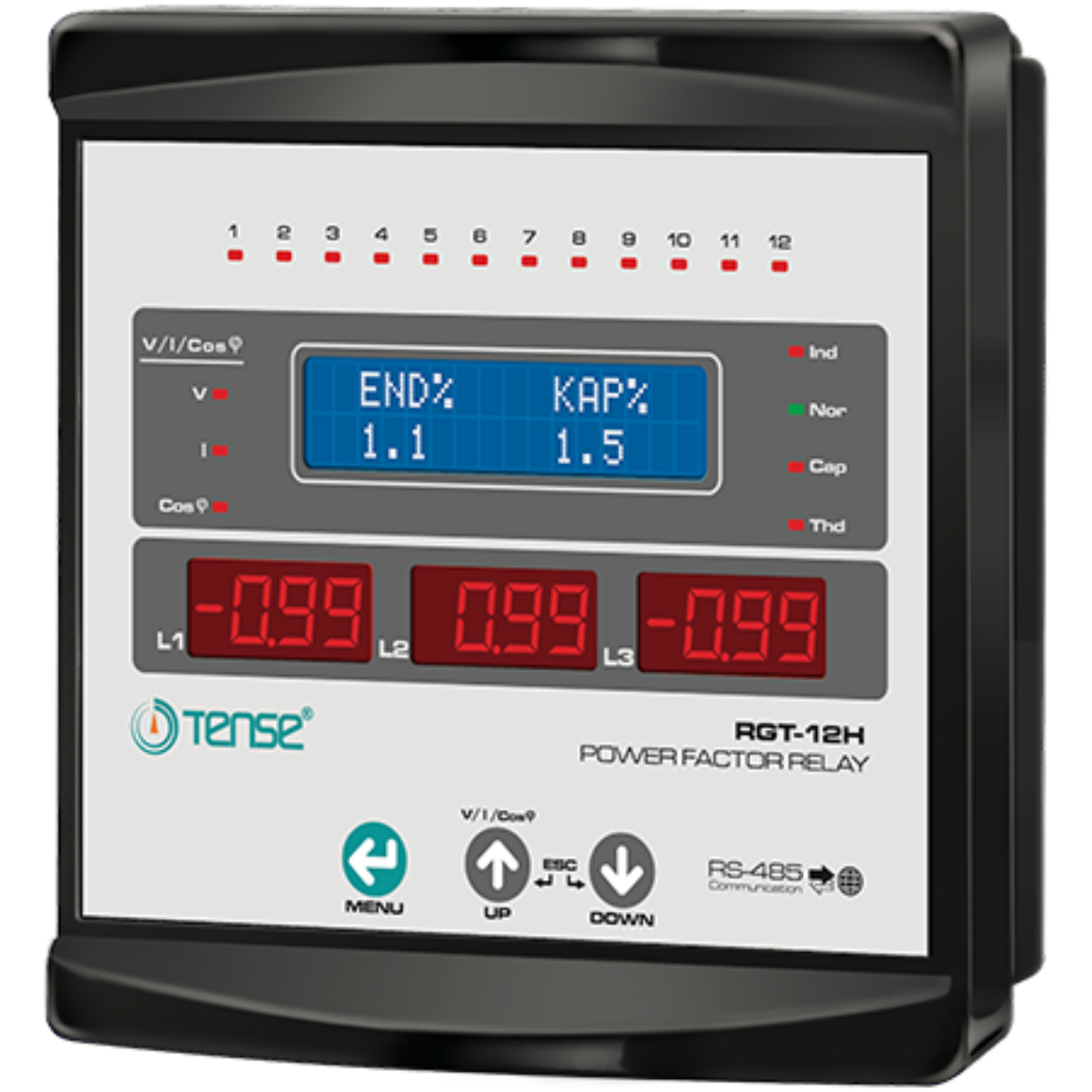 TENSE RGT-12H Reaktif Güç Kontrol Rölesi 12 Kademe RS485 LCD