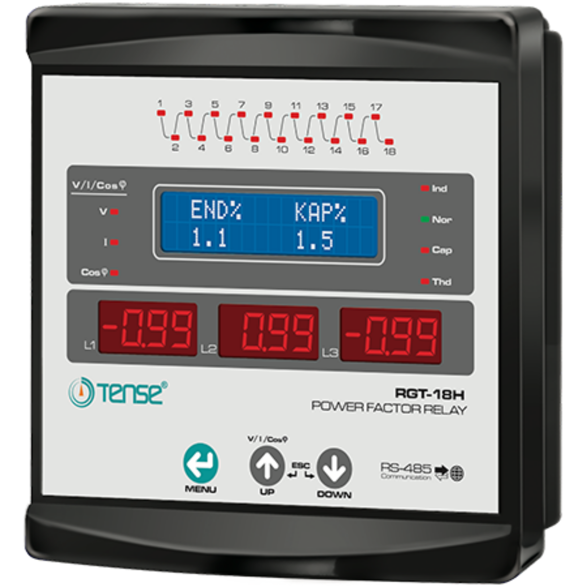 TENSE RGT-18H Reaktif Güç Kontrol Rölesi 18 Kademe RS485 LCD