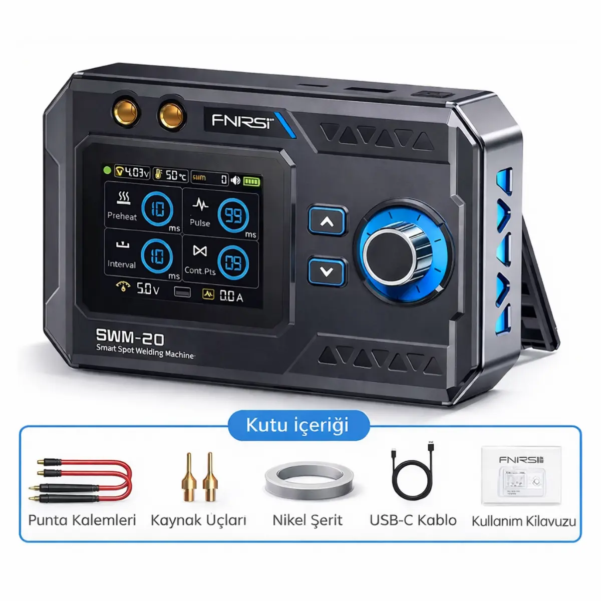 FNIRSI SWM-20 1200A Punta Kaynak Makinesi Dual Pulse Taşınabilir Spot Welder