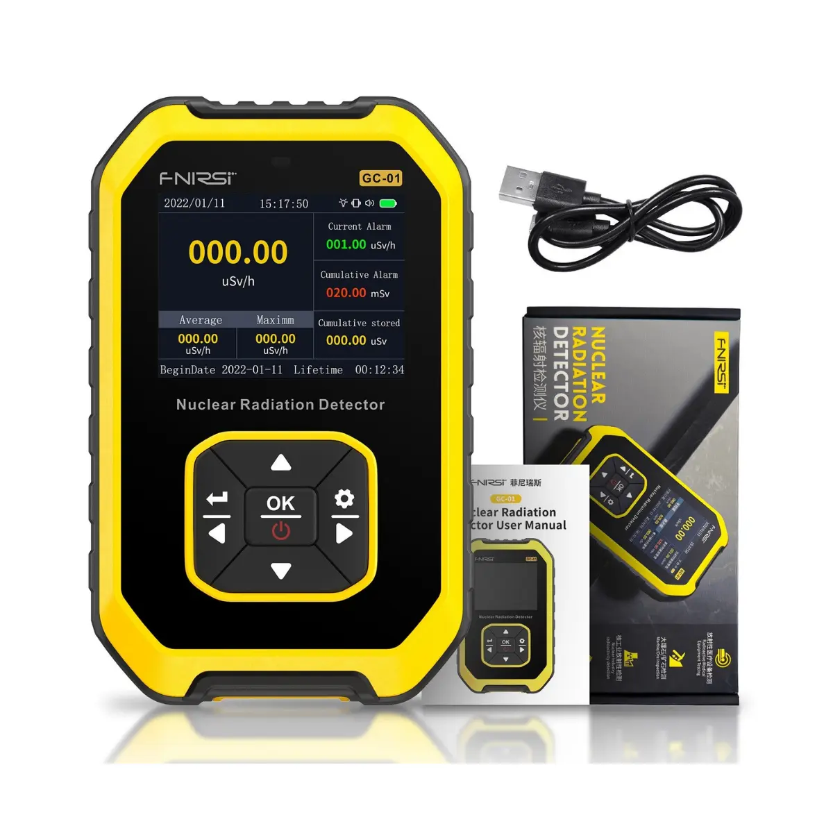 FNIRSI GC-01 Radyasyon Ölçer Geiger Sayacı Nükleer Dedektör