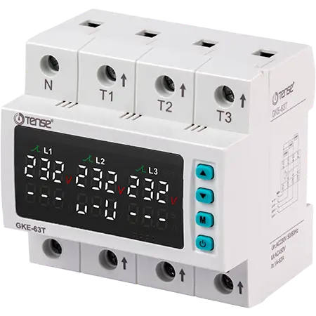 GKE-63T Trifaze Gerilim Koruma Rölesi 63A Akım Korumalı