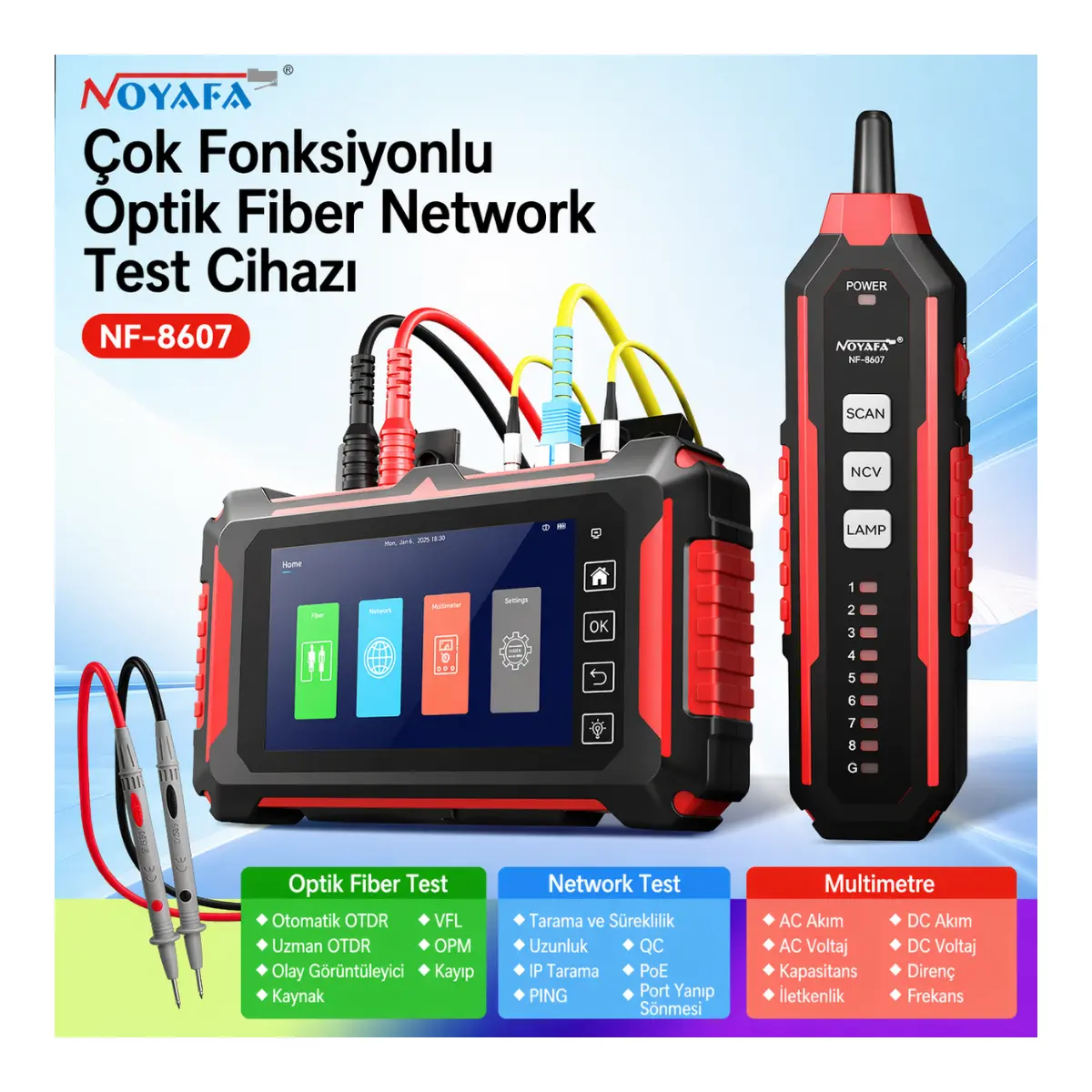 NOYAFA NF-8607 Fiber Optik Network Test Cihazı OTDR 150km PoE Multimetre