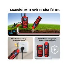 NOYAFA NF-8301 Yeraltı Kablo Bulucu ve Devre İzleyici | Duvar İçi Kablo Tespit Cihazı + Multimetre
