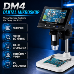 DM4 Mini Ekranlı 1000X Dijital Mikroskop | 4.3'' Gösterge