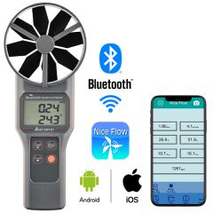 AZ 89191 Bluetoothlu 10CM Pervaneli Anemometre | Hava Hız, Debi, CO₂, Nem, Sıcaklık