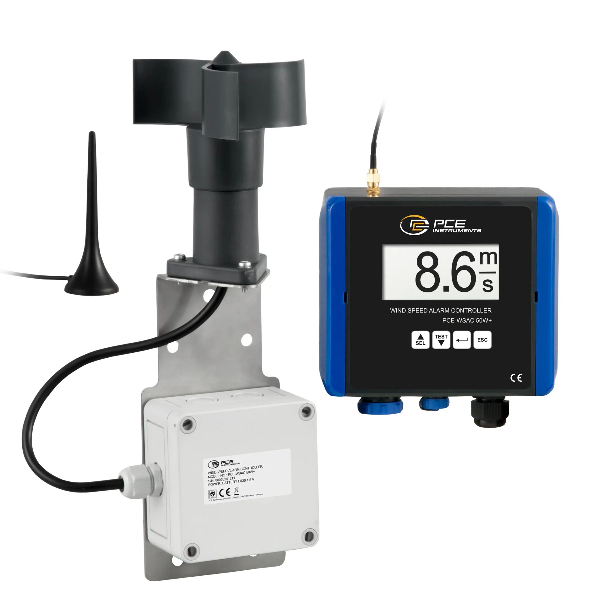 PCE Hava Hızı Alarm Kontrol Cihazı / Rüzgar Hızı Ölçüm İstasyonu / Anemometre