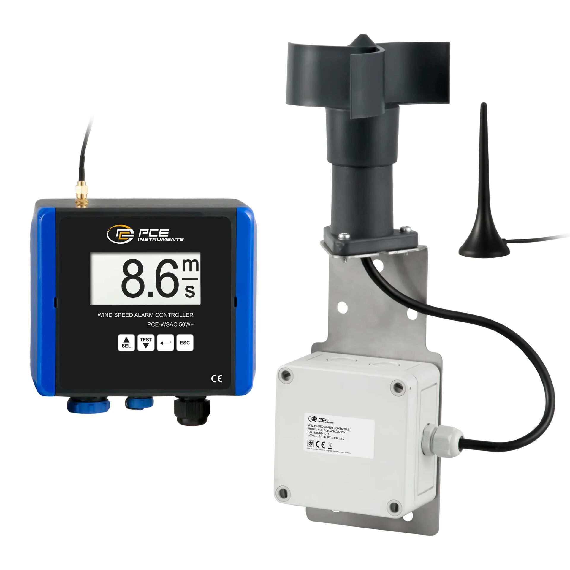 PCE Hava Hızı Alarm Kontrol Cihazı / Rüzgar Hızı Ölçüm İstasyonu / Anemometre