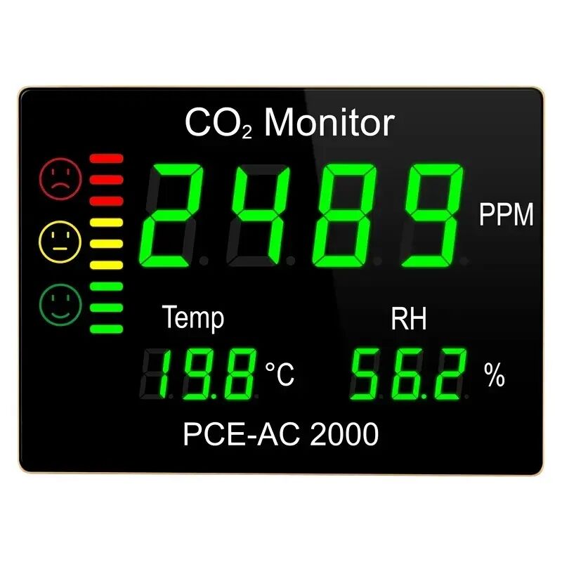 PCE CO2 (Karbondioksit), Sıcaklık ve Nem için Büyük Ekran