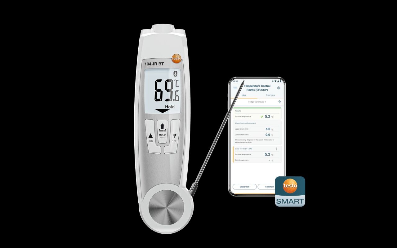 Testo 104-IR BT – App Bağlantılı Kızılötesi ve Batırma Tipi Termometre