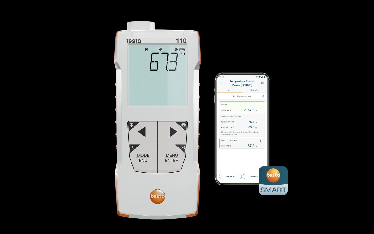 Testo 110 Food – App Bağlantılı Evrensel Sıcaklık Ölçüm Cihazı