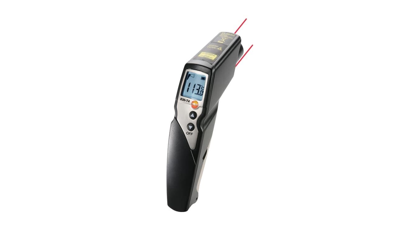 Testo 830-T4 – Çift Nokta Lazer İşaretlemeli İnfrared Termometre (30:1 Optik Oran)
