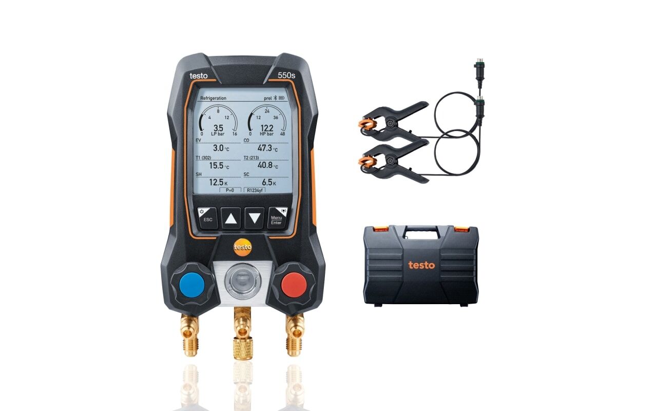 Testo 550s Temel Set – Sabit Kablo Kelepçeli Problu Akıllı Dijital Manifold