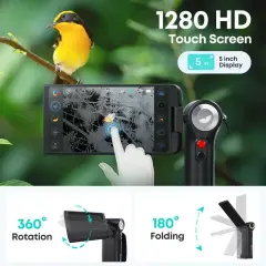 Thermal Master DV2 Termal Dürbün – Kuş ve Yaban Hayatı Gözlem Kamerası, 5 İnç Katlanır Ekranlı