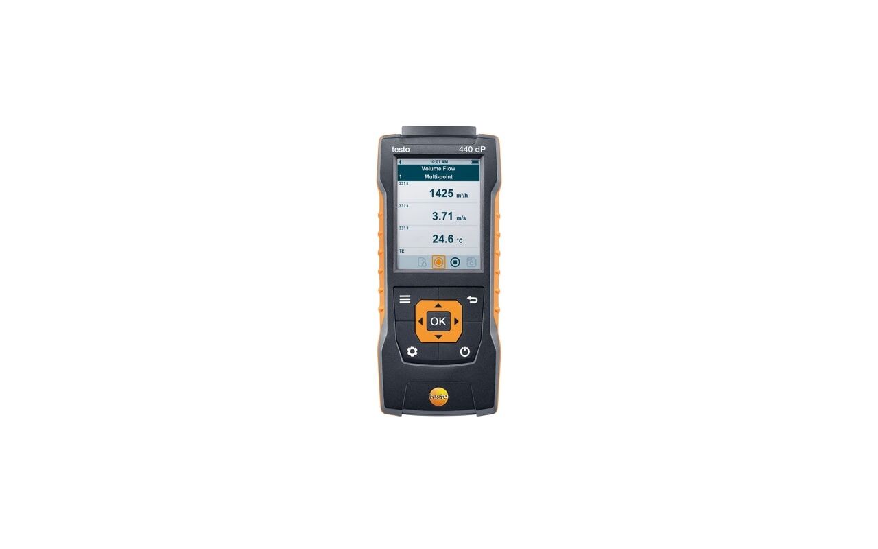 Testo 440 dP – Fark Basınç Sensörlü Hava Hızı ve İç Hava Kalitesi Ölçüm Cihazı