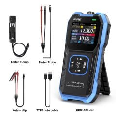 FNIRSI® HRM-10 Akü İç Direnç ve Gerilim Ölçüm Cihazı | 0100V DC, 0200Ω | 4-Telli Yüksek Hassasiyetli Test