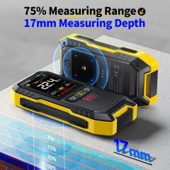 FNIRSI® WMT-10 Temassız Nem Ölçer | Ahşap & Duvar için | Renkli Ekran, Alarm, 17mm Derinlik