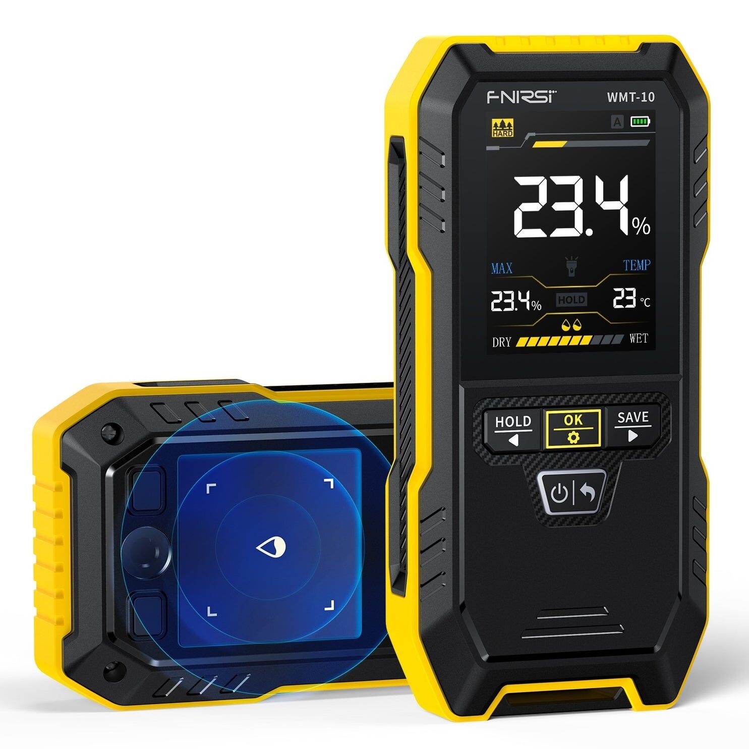 FNIRSI® WMT-10 Temassız Nem Ölçer | Ahşap & Duvar için | Renkli Ekran, Alarm, 17mm Derinlik