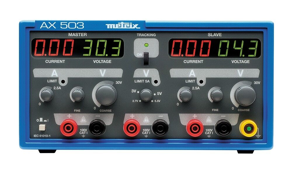 Metrix AX 503A Üç Çıkışlı Laboratuvar Güç Kaynağı (2x30V / 2.5A + 5.5V / 5A)
