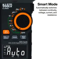 Klein Tools CL460S 400A AC/DC TRMS Dijital Pens Ampermetre, Akıllı Ölçüm Modlu