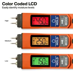 Klein Tools ET150 İğneli Nem Ölçer, Renk Kodlu Ekranlı ve Çalışma Lambalı